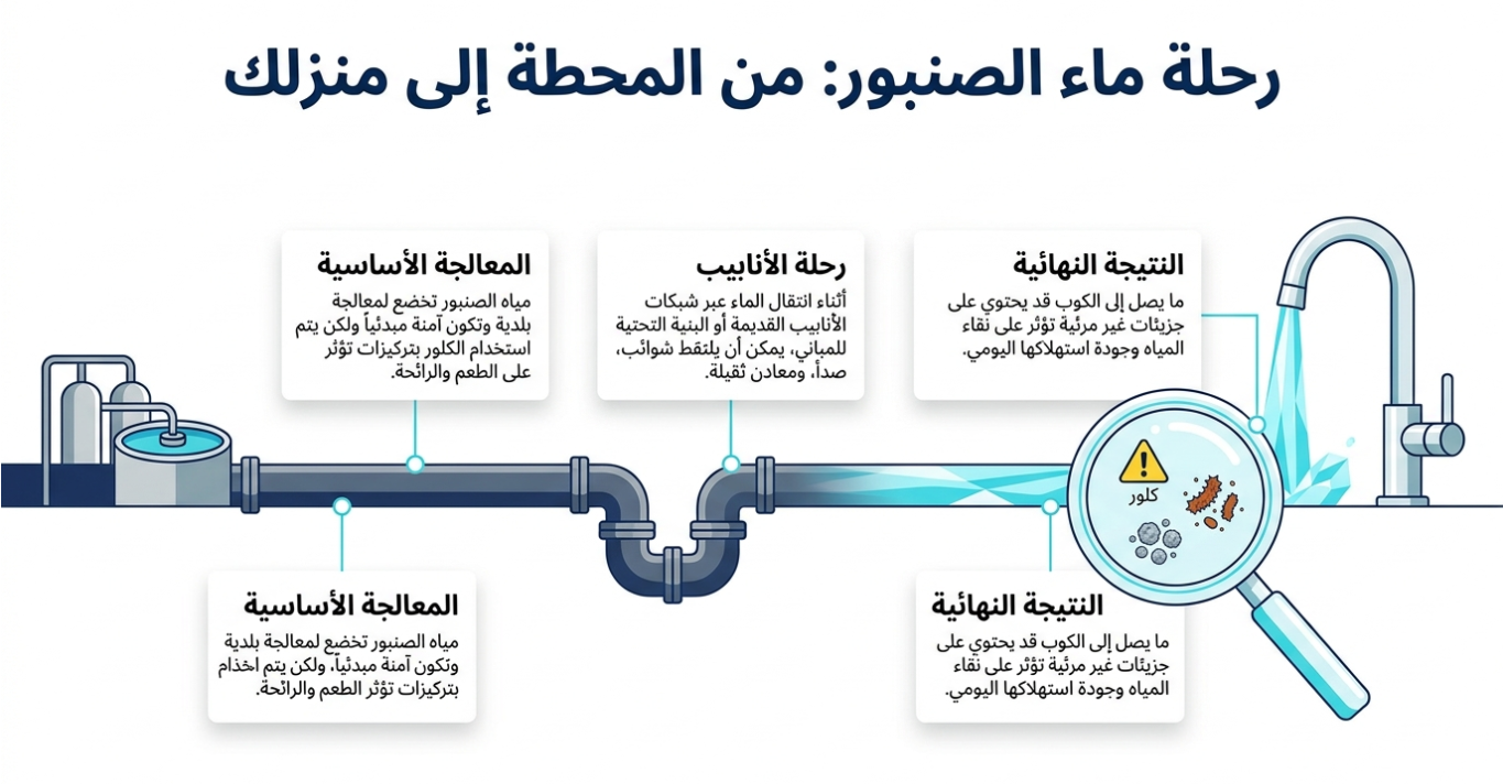 الفرق بين ماء الصنبور وماء الأسموز(التناضح العكسي)